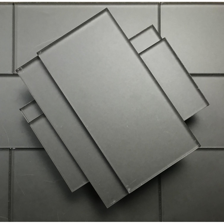 Eternal Royal Gray Frosted Glass Subway Kitchen Wall Tile