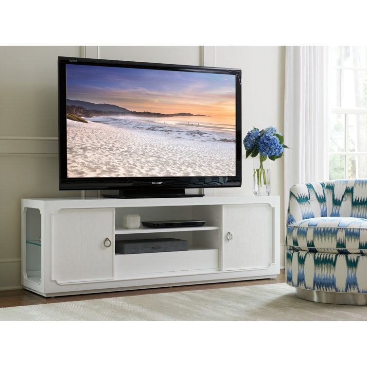 Transitional Crisp White 72" Media Console with Cabinet