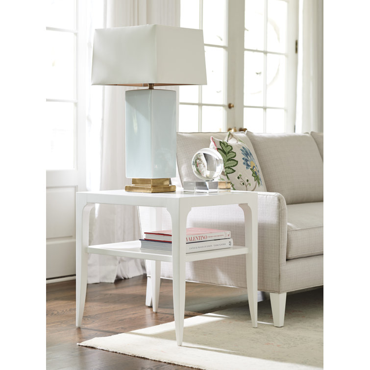 Crisp White Transitional Wood Rectangular End Table