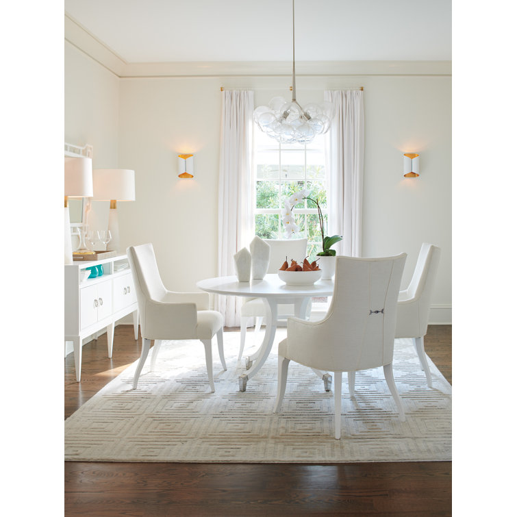 White Round Wood Formal Dining Table for Six