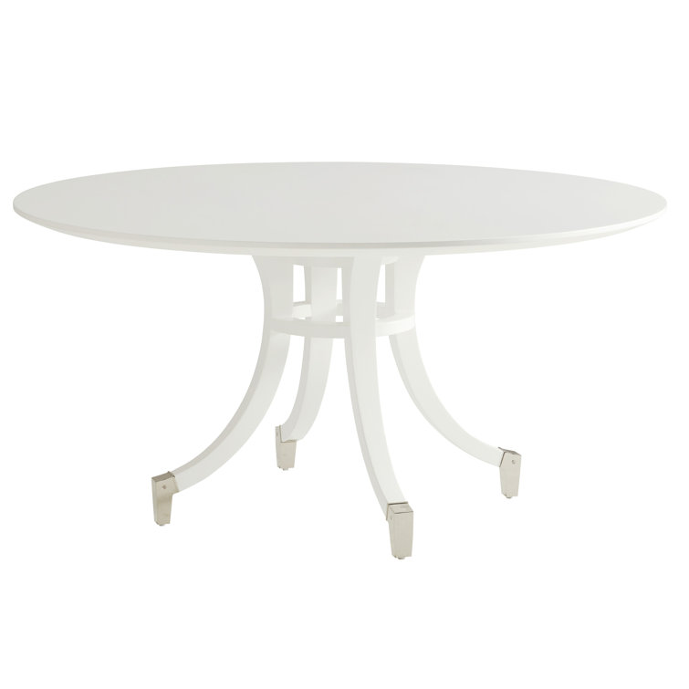 White Round Wood Formal Dining Table for Six