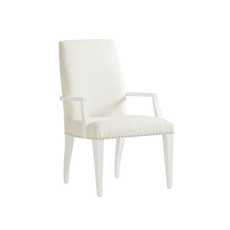 White Leather Upholstered Transitional Arm Chair
