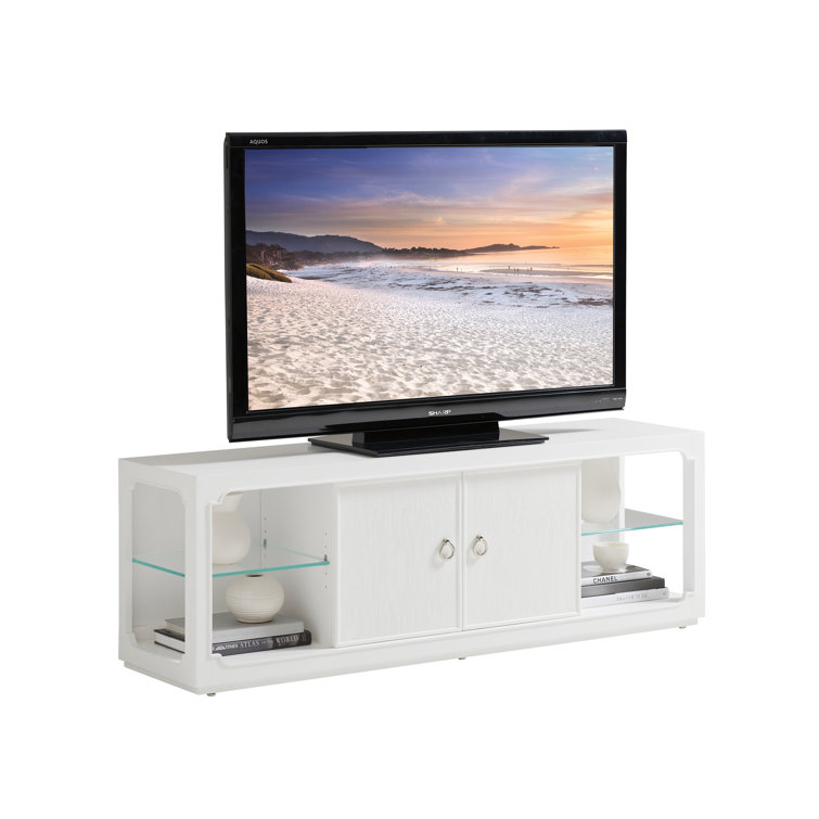 Transitional Crisp White 72" Media Console with Cabinet