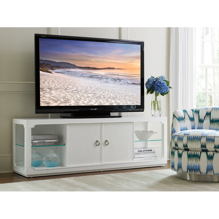 Transitional Crisp White 72" Media Console with Cabinet