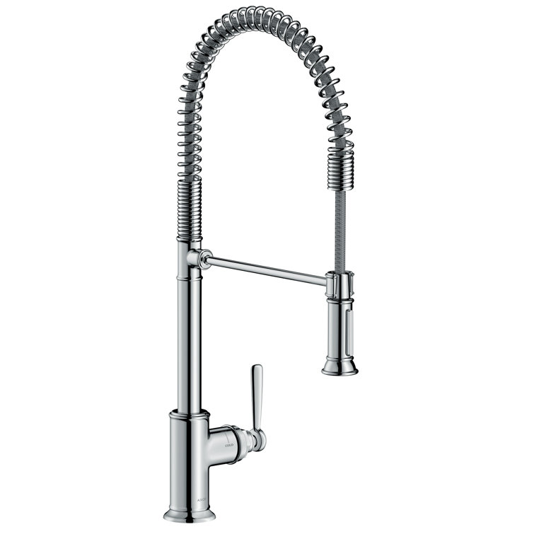 Chrome 24.5" Brass Traditional Kitchen Faucet with Pull-out Spray