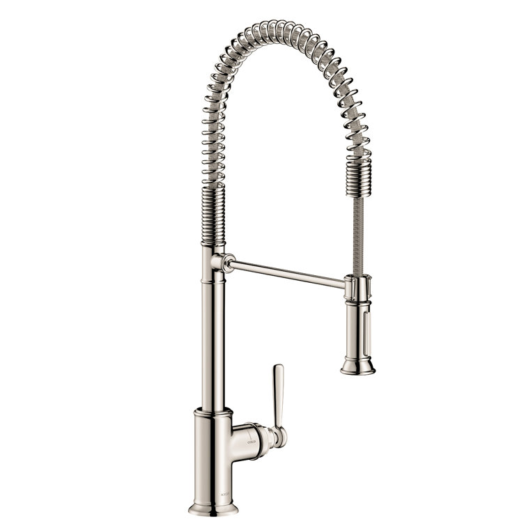 Classic Nickel 24.5" Pull-Out Spray Kitchen Faucet in Steel Optik
