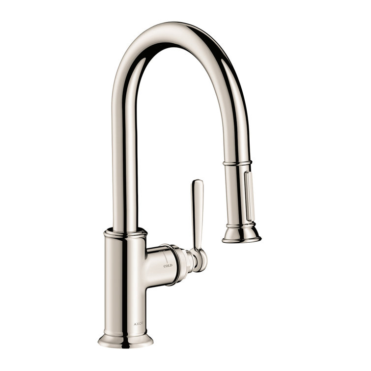 Classic Nickel 12" Pull-Out Spray Kitchen Faucet in Steel Optik
