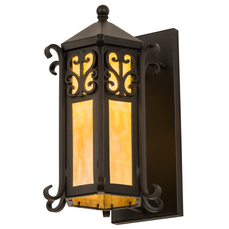 Black and Beige Glass Lantern Wall Sconce