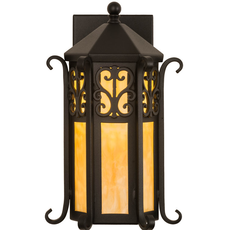 Black and Beige Glass Lantern Wall Sconce