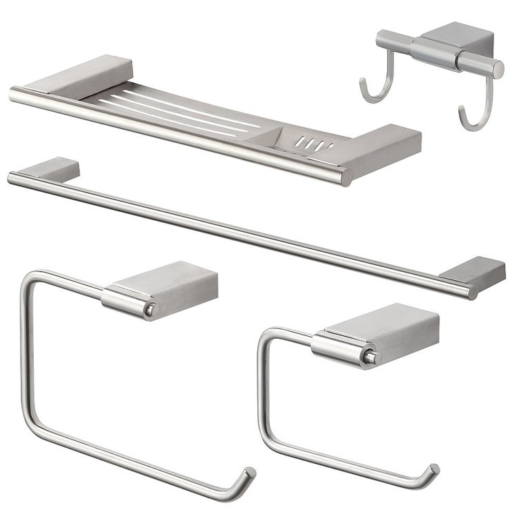 Maddox Brushed Stainless 5-Piece Bathroom Hardware Set