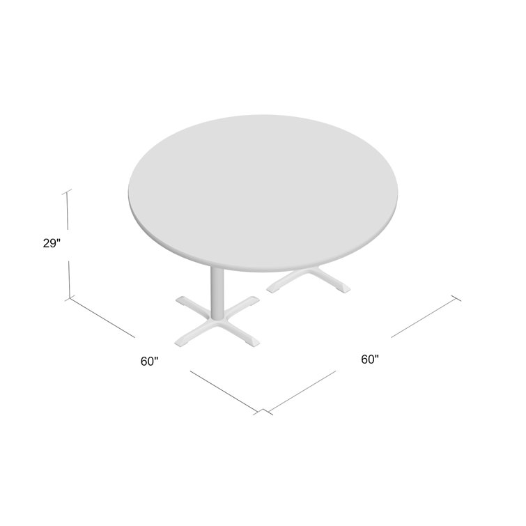 60" Walnut and Black Laminate Round Dining Table with Cast Iron Base