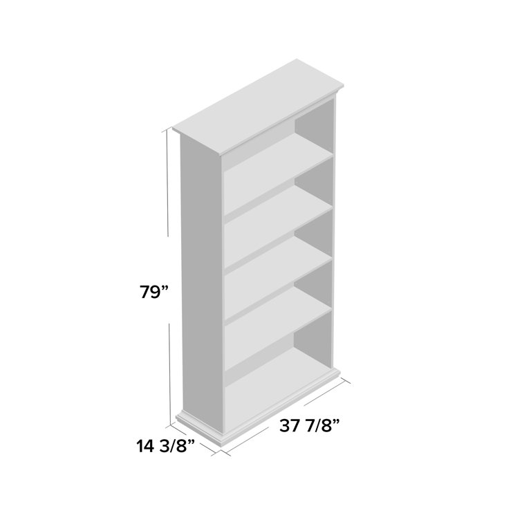 Sonoma Tall Wide Adjustable White Wood 5-Shelf Bookcase
