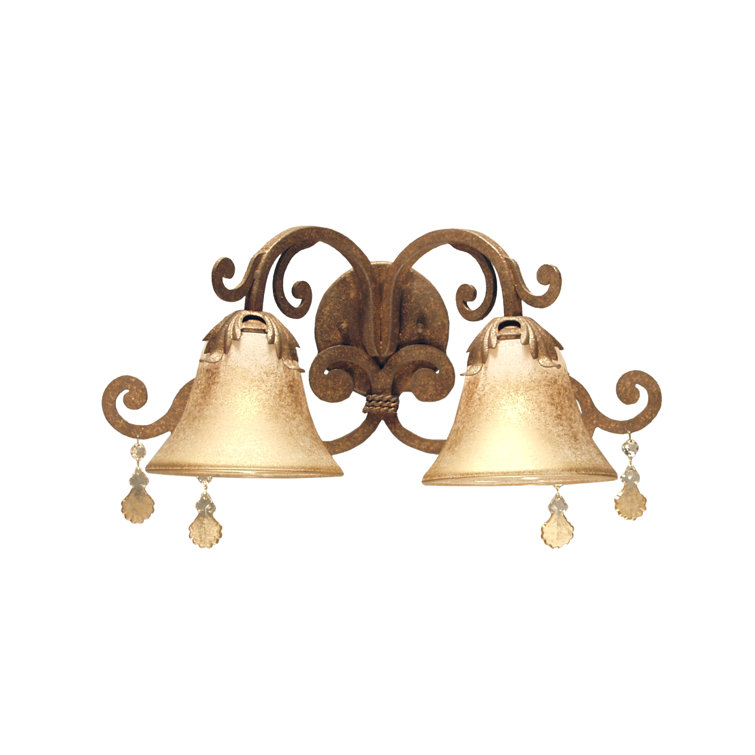 Pompeii Gold Dual-Light Dimmable Wall Sconce with Crystal Accents