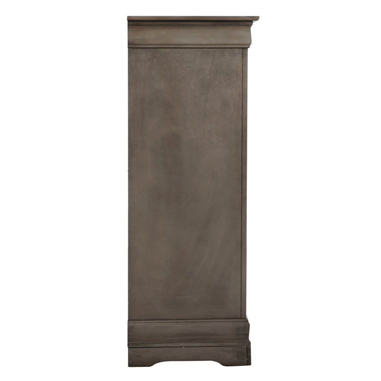 Transitional Gray 5-Drawer Chest with Metal Handles and Dovetail Drawers