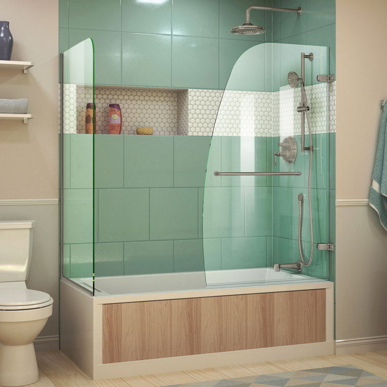 Aqua Uno 60" Clear Tempered Glass Frameless Hinged Tub Door