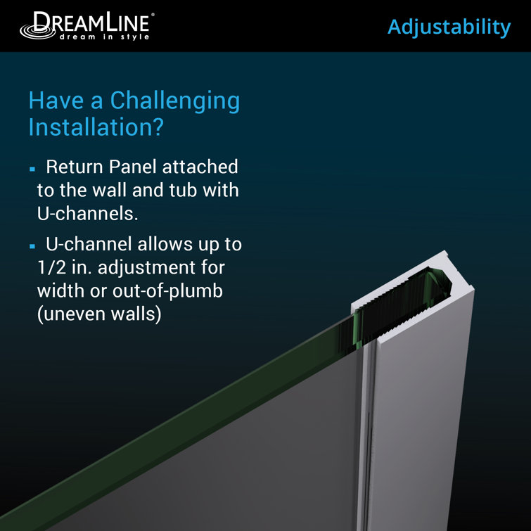 Aqua Uno 60" Clear Tempered Glass Frameless Hinged Tub Door