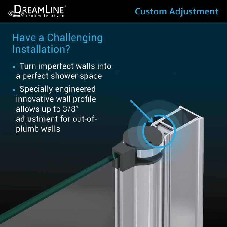 Aqua Fold Frameless Clear Glass Chrome Hinged Tub Door