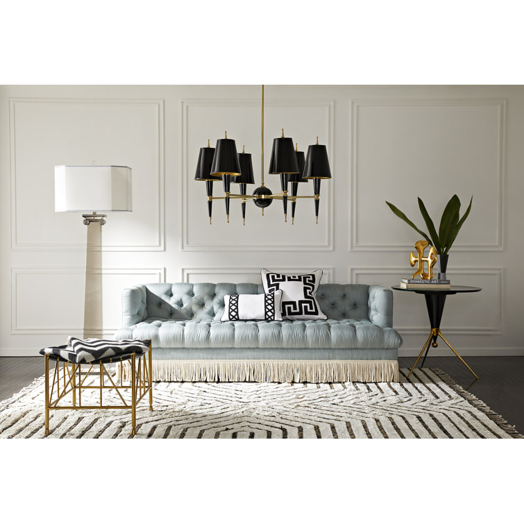 Navy and Brass 6-Light Linear Chandelier