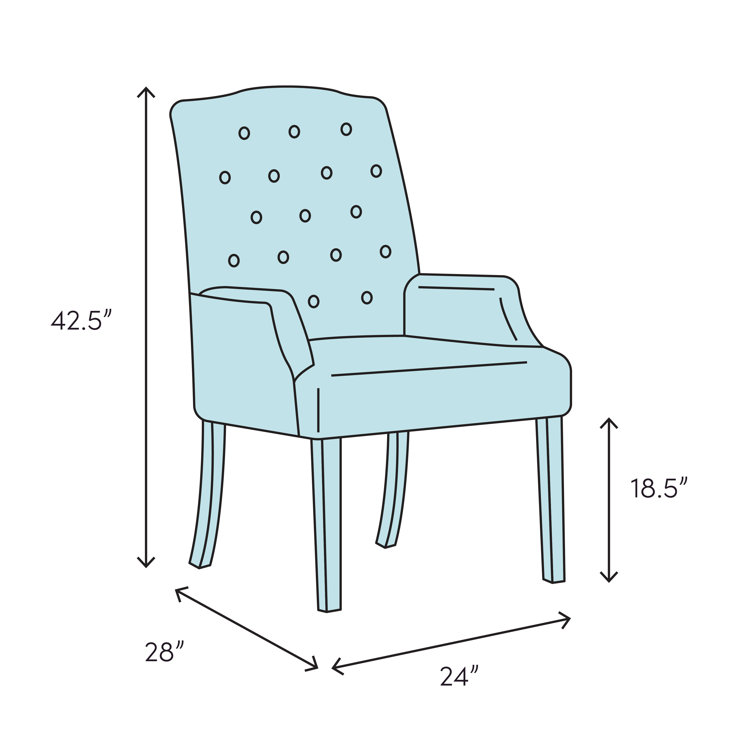 Elegant Transitional Linen-Wood Upholstered Arm Chair in Off-White