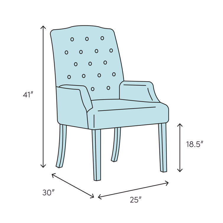 Blue and Beige Striped Upholstered Arm Chair with Wood Frame