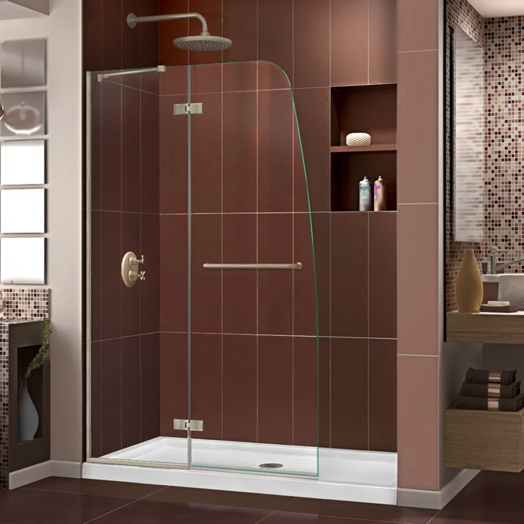 Aqua Ultra Frameless Clear Glass Shower Kit with Brushed Nickel Hardware