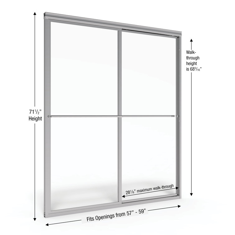 Deluxe Brushed Nickel Framed Sliding Shower Door with Obscure Glass