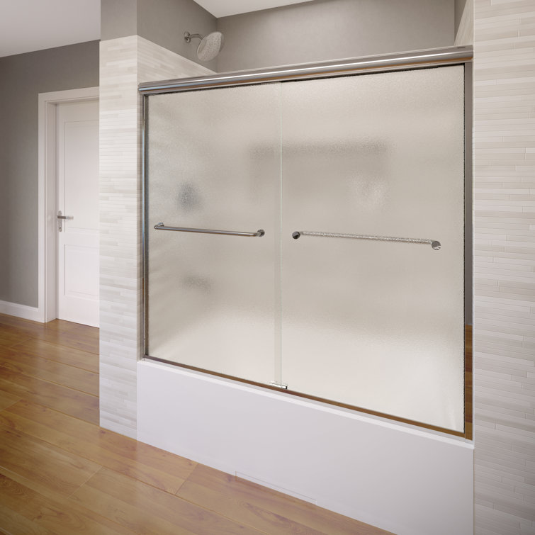 Infinity Chrome Semi-Frameless Tub Door with Towel Bars