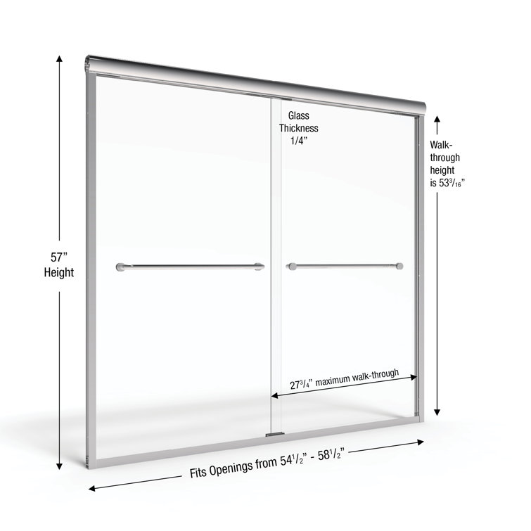 Infinity Chrome Semi-Frameless Tub Door with Towel Bars