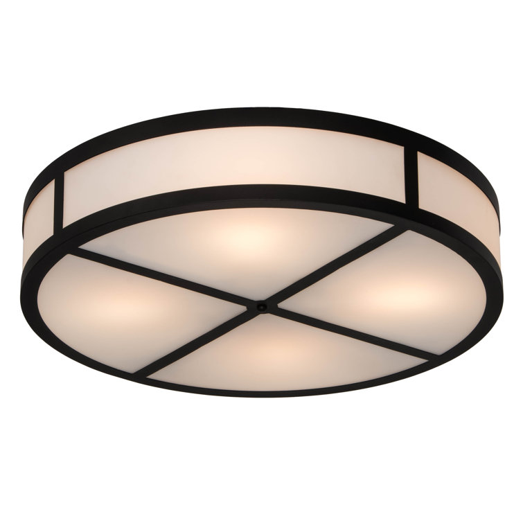 Smythe Craftsman 30" Bronze Glass Drum LED Semi-Flush Mount