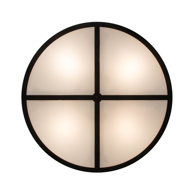 Smythe Craftsman 30" Bronze Glass Drum LED Semi-Flush Mount