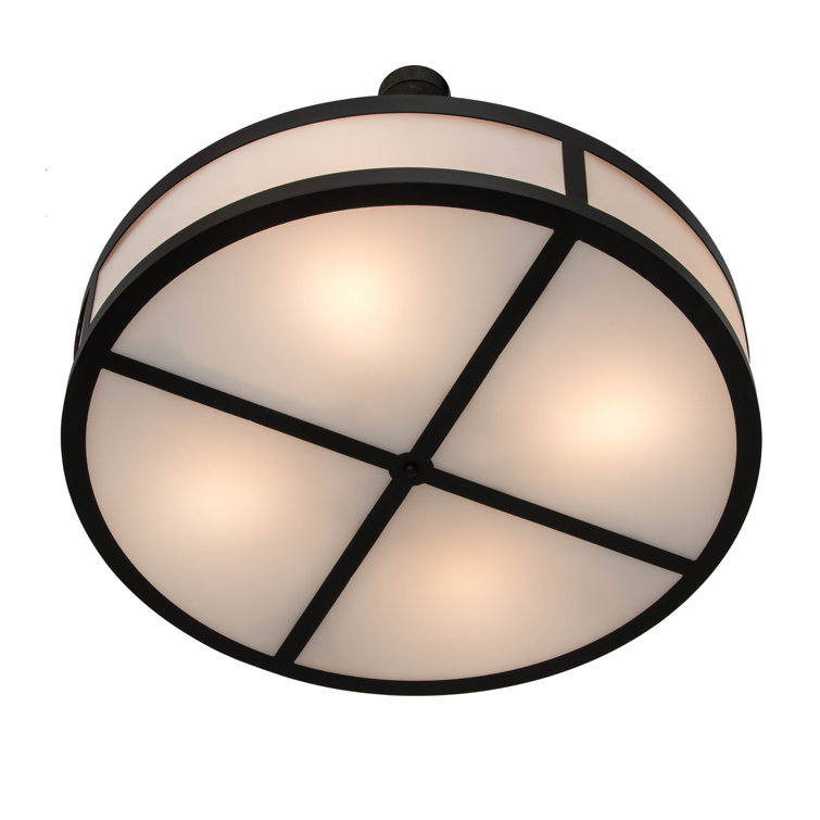 Smythe Craftsman 30" Bronze Glass Drum LED Semi-Flush Mount
