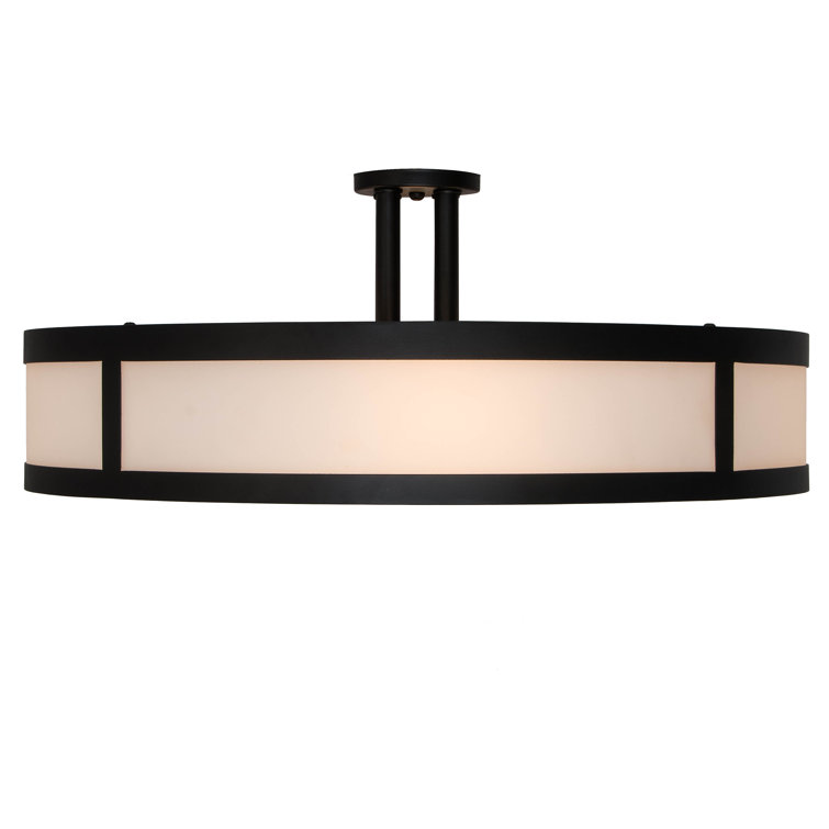 Smythe Craftsman 30" Bronze Glass Drum LED Semi-Flush Mount