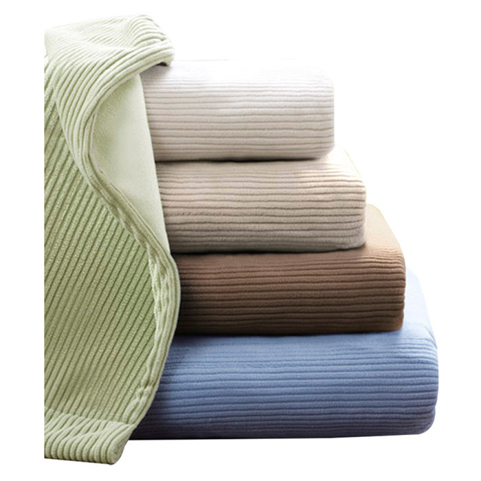 King Size Blue Knitted Fleece Reversible Blanket