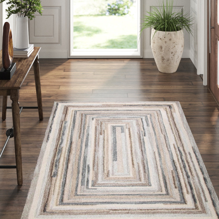 Concentric Geometric Handmade Tufted Wool Gray Area Rug