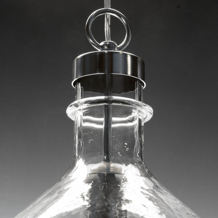 Zin Rustic Farmhouse 21.5" Brushed Nickel & Clear Glass Pendant Light