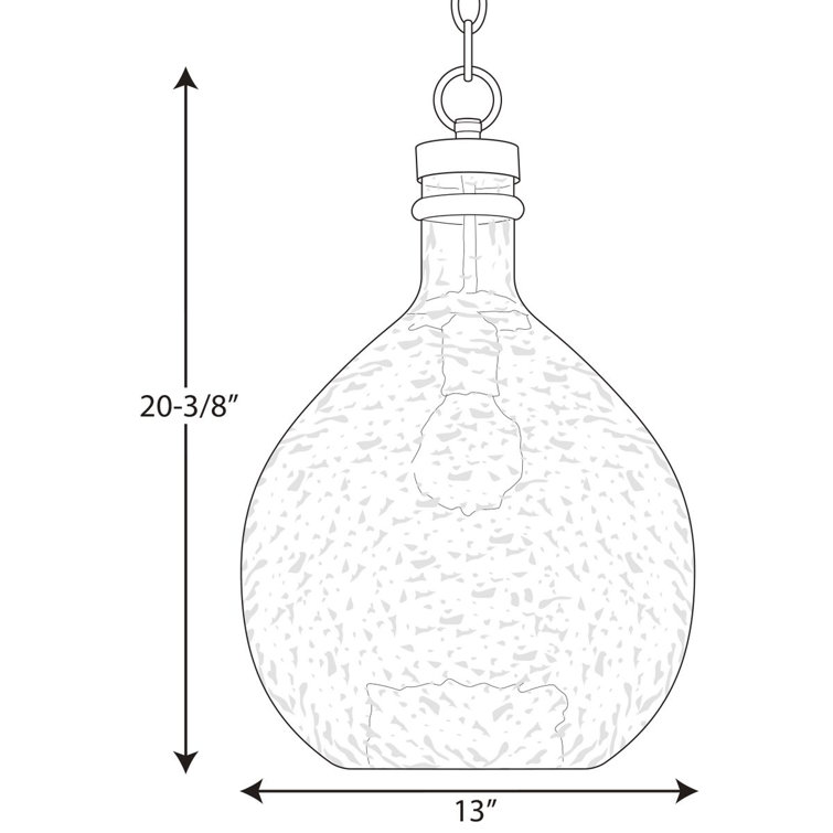 Zin Rustic Farmhouse 21.5" Brushed Nickel & Clear Glass Pendant Light