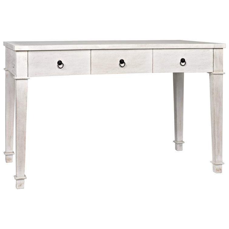 White Wash Solid Wood Writing Desk with Drawer