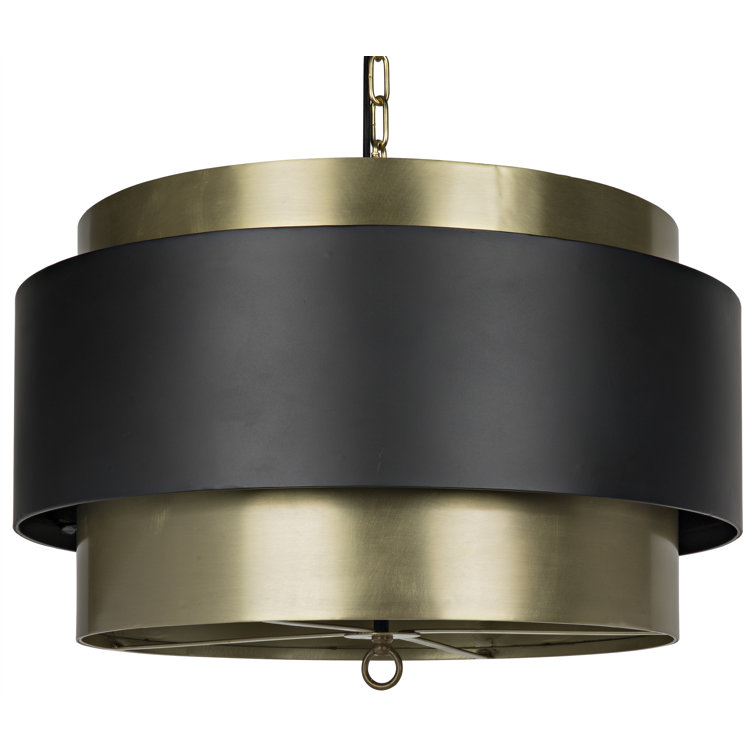 Antique Brass and Matte Black 4-Light Pendant