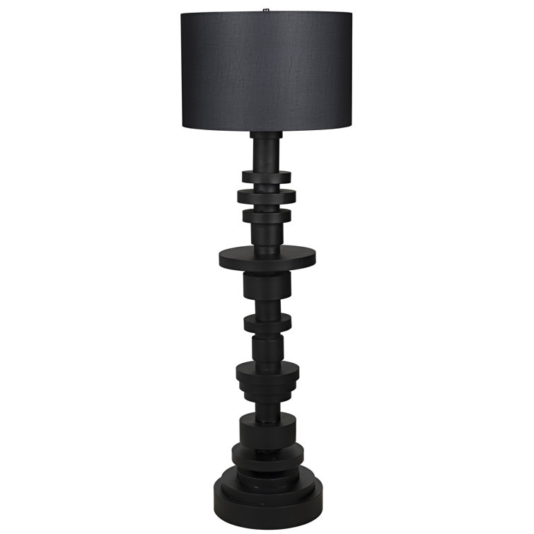 Noir Elegance 60W Black Metal Floor Lamp with Modern Shade