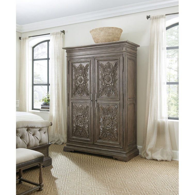 Gray Rustic Oak Traditional Wardrobe with Mirror