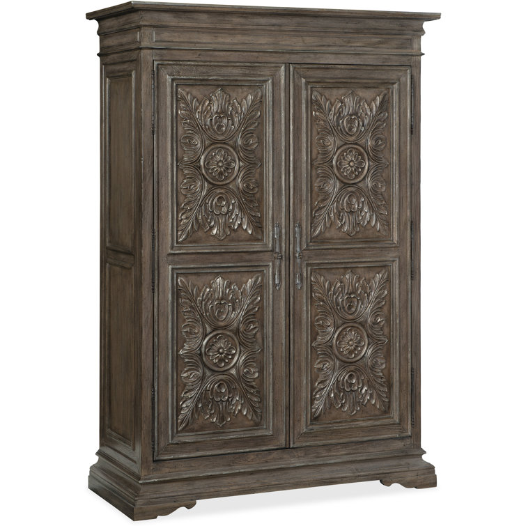 Gray Rustic Oak Traditional Wardrobe with Mirror