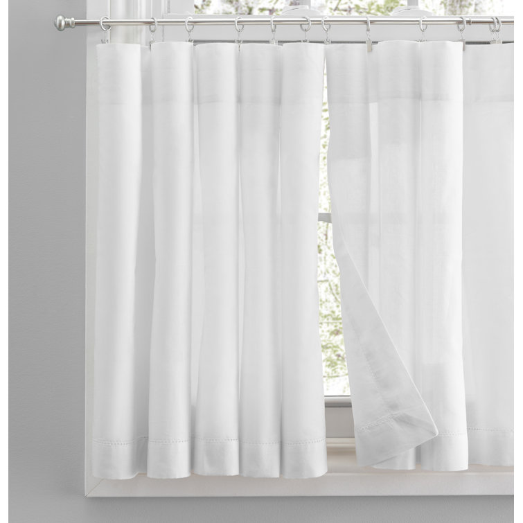 White Cotton Sheer Rod Pocket Cafe Curtain Tier Pair