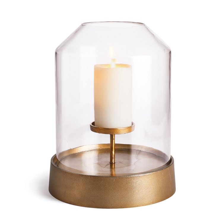Kenmare Large Brass and Glass Hurricane Candle Holder