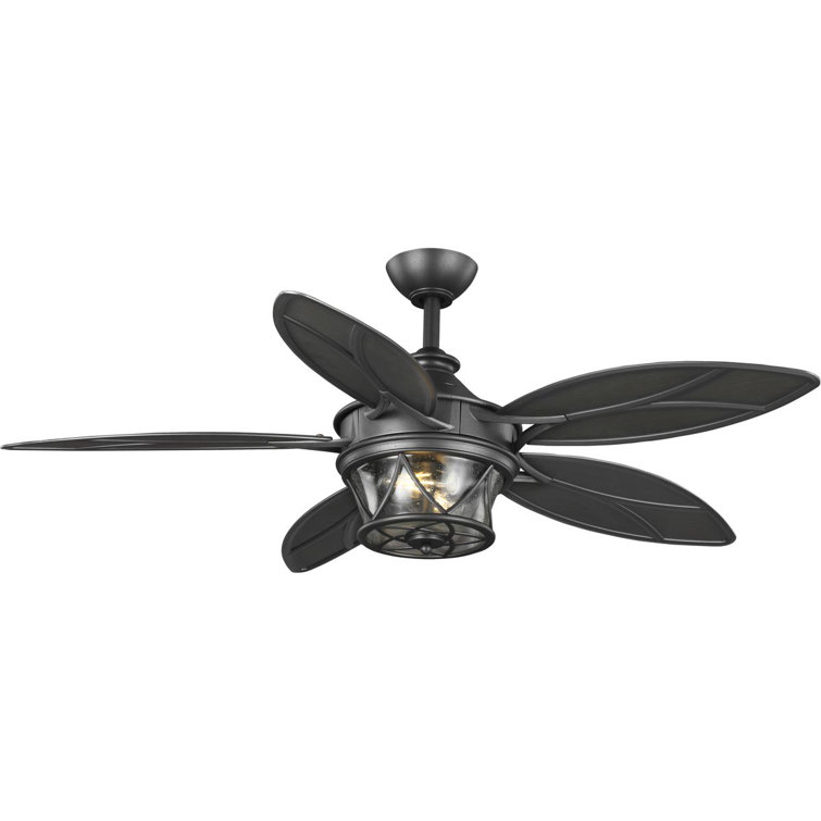 Alfresco 54" Blistered Iron Leaf Blade Ceiling Fan with LED Light