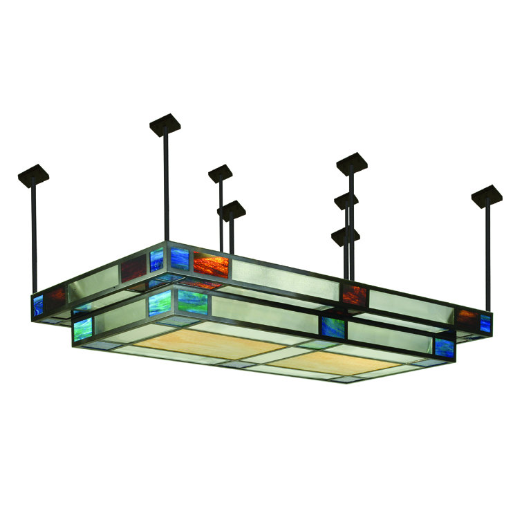 Polaris Dual-Tier 16-Light Black and Glass Kitchen Island Pendant