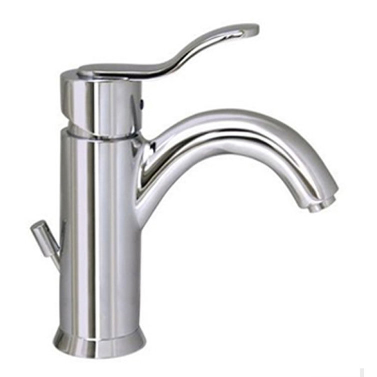 Polished Chrome Single Handle Bathroom Faucet with Drain Assembly
