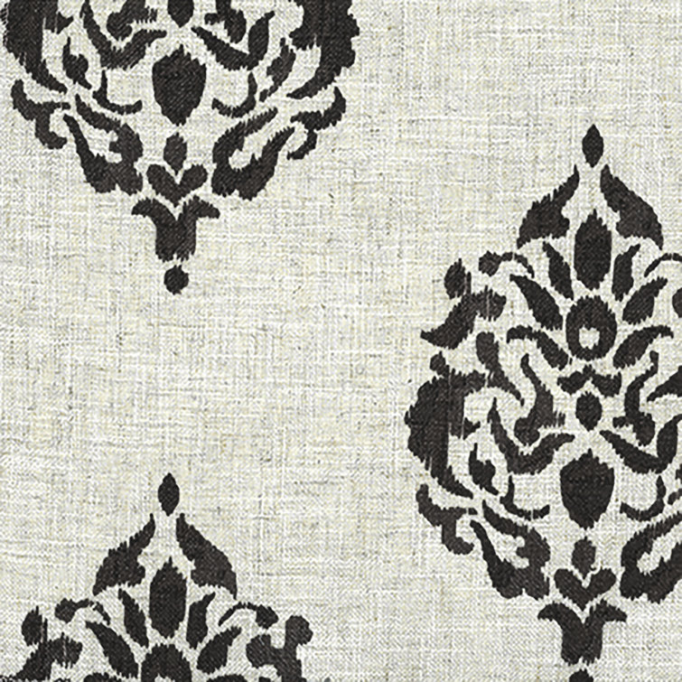Black and Off-White Medallion Print Blackout Grommet Curtains