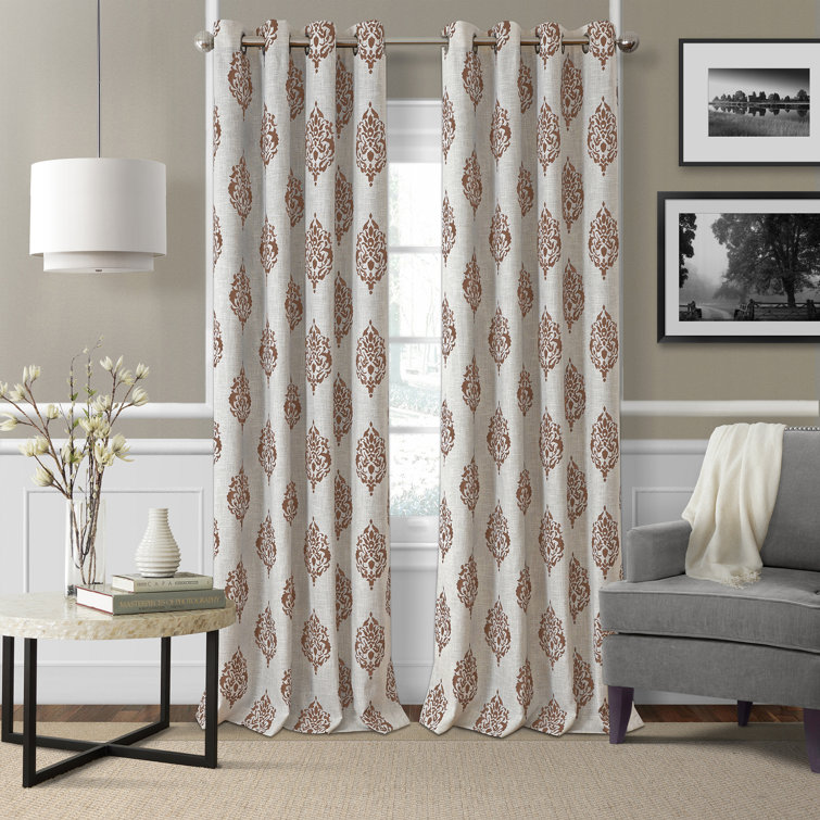Cinnamon Red Linen Blend Blackout Grommet Curtains