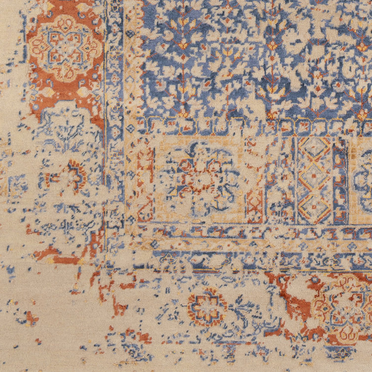 Ivory Hand-Knotted Wool and Viscose 2' x 3' Rug