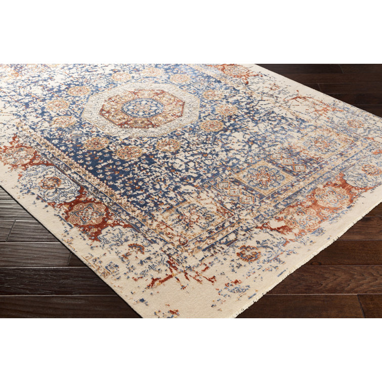 Ivory Hand-Knotted Wool and Viscose 2' x 3' Rug